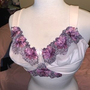 Curve Muse Womens 42DDD Unlined Minimizer Wirefree Bra Embroidery Lace Pink nwt